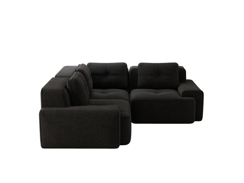  Canapé d’angle modulable 3 places en velours côtelé noir 206x206 cm  - Conforama A