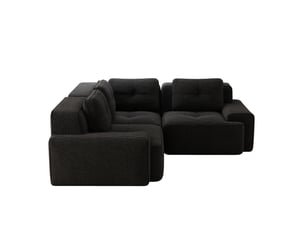 Canapé d'angle compressé gauche fixe <strong>MAISENTIEL</strong> <strong></strong> 3 places Velours côtelé noir