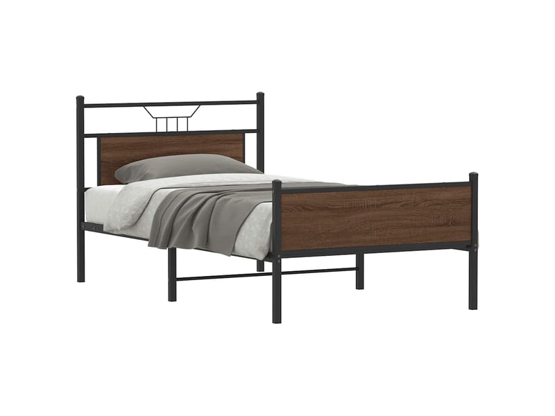  Lit adulte, lit simple, cadre de lit sans matelas chêne marron 100x200cm cf12746  - Conforama B