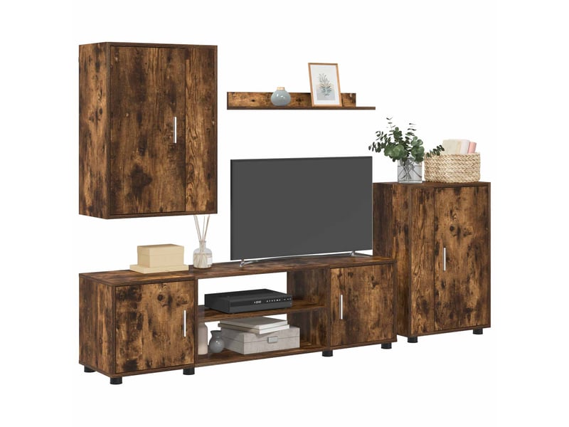  Ensemble meuble tv - banc tv - meuble de rangement chêne fumé bois d'ingénierie  - Conforama C