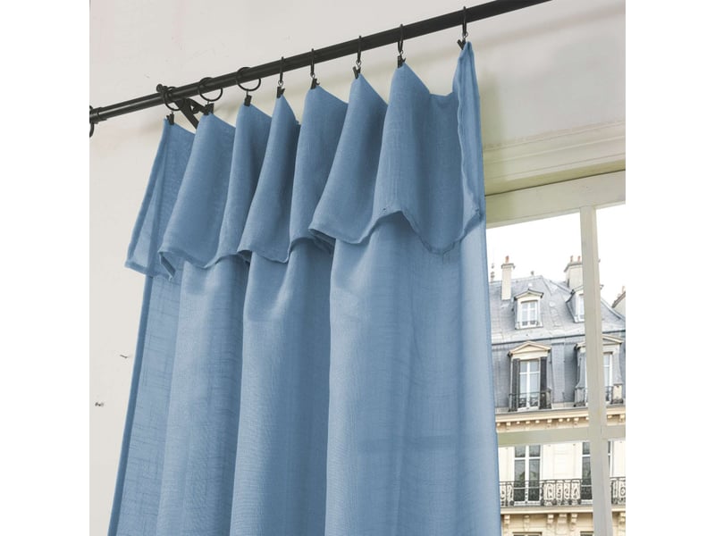  Lot de 2 voilages ajustables + 8 anneaux pince 140 x 270 cm evasion polyester effet lin  - Conforama D