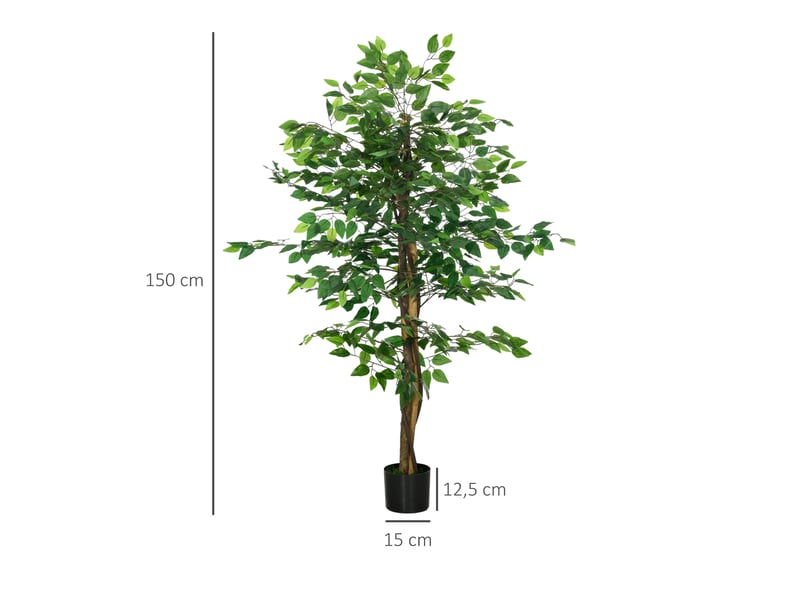  Plante artificielle ficus hauteur 1,50 m tronc branches liane lichen feuilles grand réalisme pot inclus vert  - Conforama E