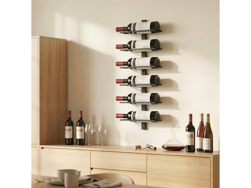  Porte bouteille mural en acier pour 6 bouteilles, pour cuisine, bar, salle à manger, noir, cave  - Conforama W