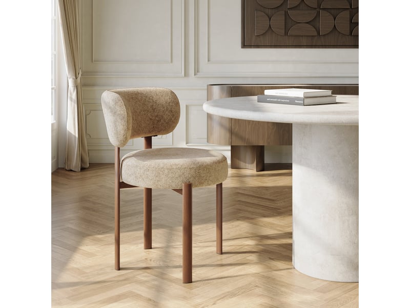  Lot de 2 chaises en velours texturé beige foncé lauren AC24VTTBF - Conforama B