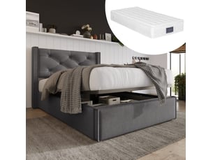 Lit avec rangement 90x200 cm <strong>MODENVIE</strong>  <strong></strong> coloris gris