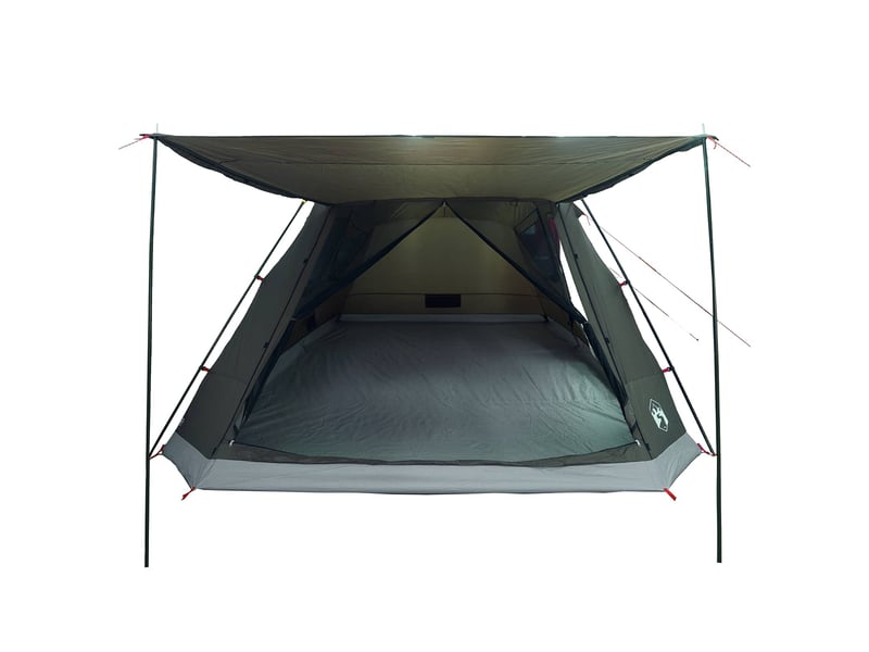 Tente de camping, tente cabane 12 personne vert armée polyester et acier - Conforama E