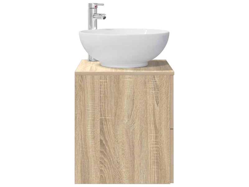  Vanité de lavabo mural, meuble de rangement chêne sonoma 49.5x44.5x66.5 cm  - Conforama D
