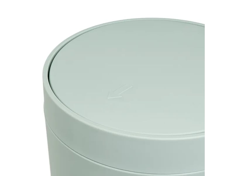  Poubelle ronde de salle de bain à couvercle basculant en polypropylène finition mate, capacité 5l,coloris vert menthe - longueur 18 x profondeur 18 x hauteur 27 cm  - Conforama D