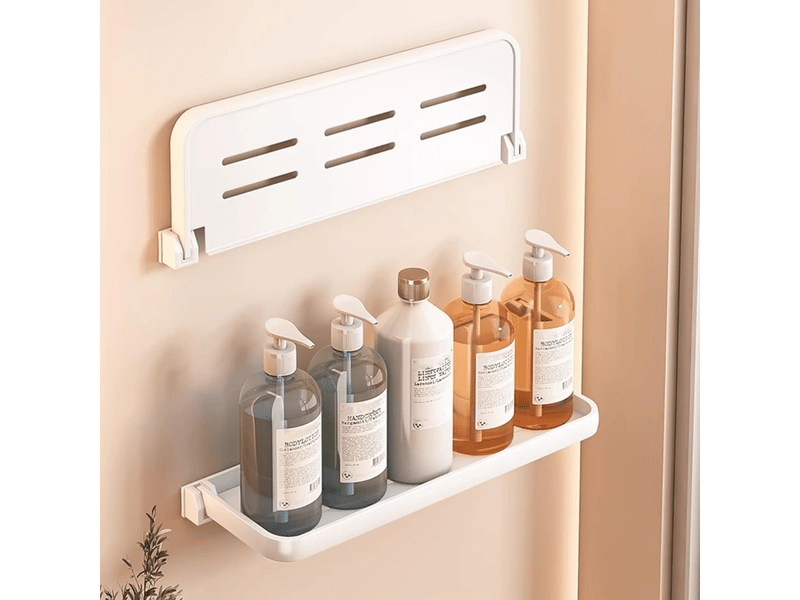  Étagère murale pliable pour salle de bain, idéale pour la salle de bain, la cuisine ou le camping-car, blanche, 50 cm  - Conforama C