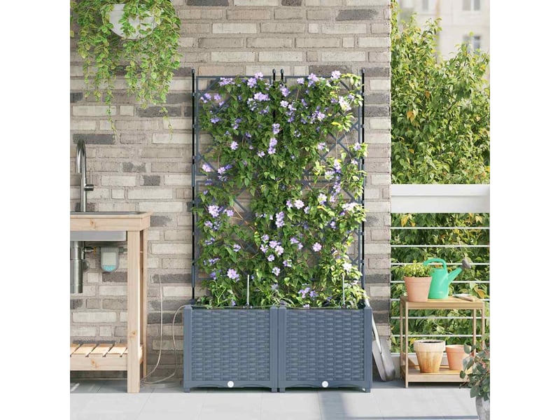  Jardinière - cache-pot de jardin 2 pcs gris clair 80 x 40 x 142 cm pp  - Conforama C