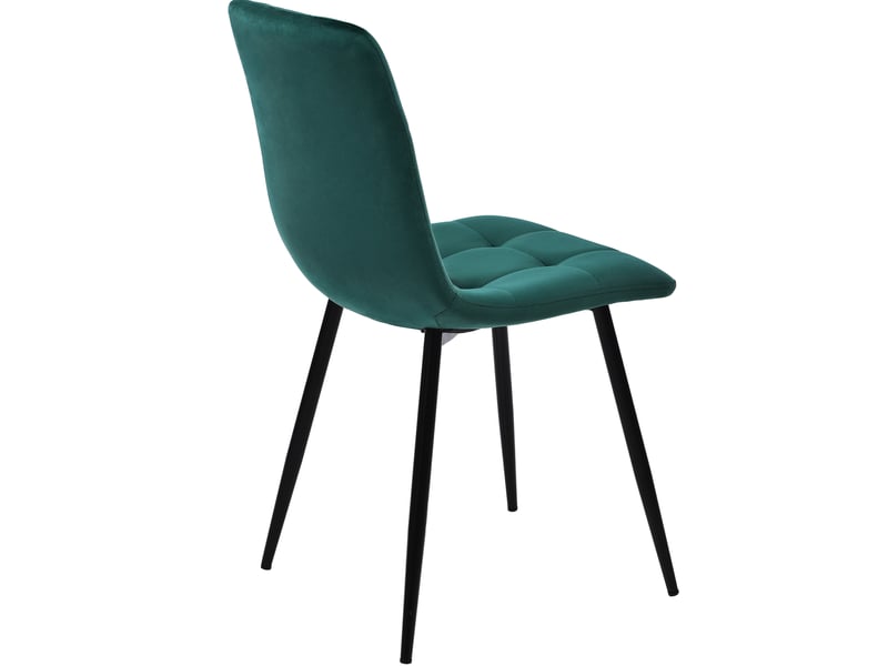  Lot de 4 chaises salle à manger 44x46x86 cm, velours vert, dossier haut, pieds en métal solides  - Conforama E
