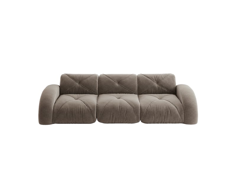  Canapé modulable 3 places sans dossier en tissu chenille taupe, grand salon moderne antidérapant 281x95x76 cm  - Conforama A