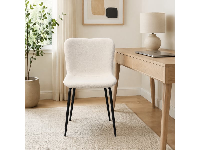  Lot de 2 chaises de salle à manger blanches en tissu et métal  - Conforama B