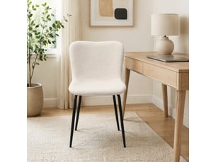 Lot de 2 chaises de salle à manger blanches en tissu et métal