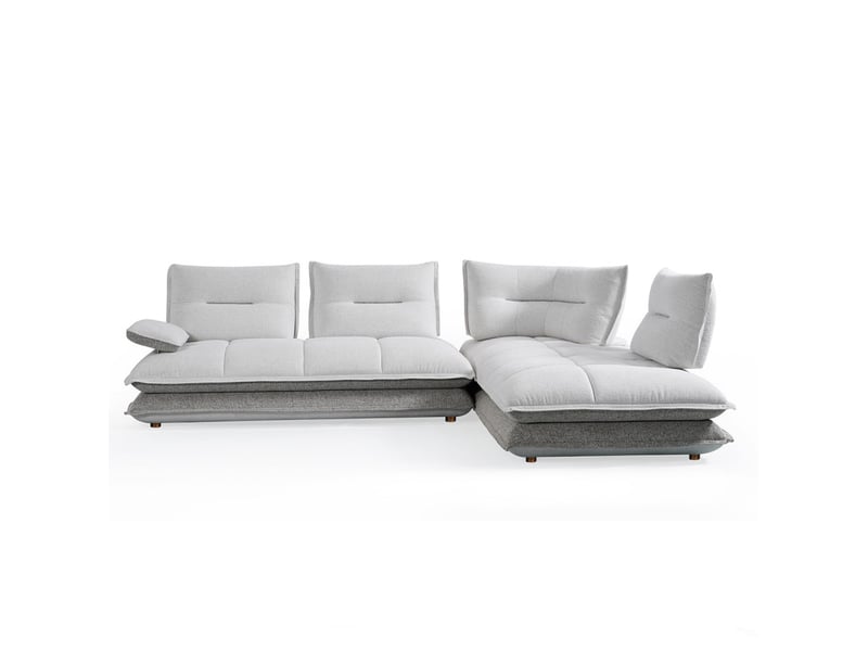 Canapé d'angle droit 4p tissu bicolore blanc et taupe – giovani  - Conforama A