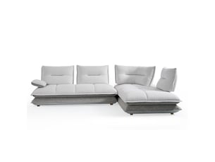 Canapé d'angle droit fixe MEUBLETMOI 4 places Tissu Bicolore