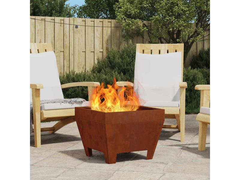  Brasero exterieur, foyer rouillé 50x50x38 cm acier patiné  - Conforama B