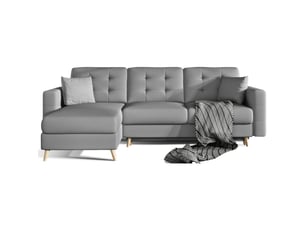 Canapé d'angle réversible fixe MEUBLORAMA 3 places Tissu gris avec coffre de rangement