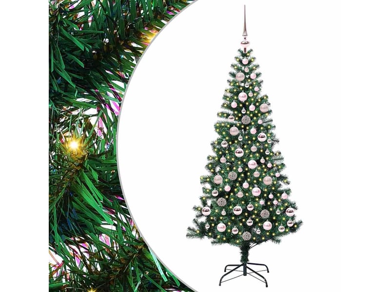  Sapin de noël artificiel, arbre de noël pré-éclairé vert 180 cm pvc et métal shl2624  - Conforama A