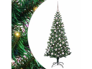Sapin de noël artificiel, arbre de noël pré-éclairé vert 180 cm pvc et métal shl2624
