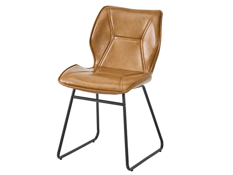  Lot de 2 chaises de salle à manger,60x47,5x81,5 cm,similicuir,marron cognac  - Conforama D