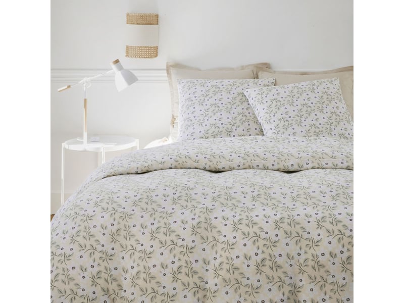  Parure housse de couette 260x240cm + 2 taies motif fleuri jaune clair 100% gaze de coton - gianni GIANNI - Conforama C