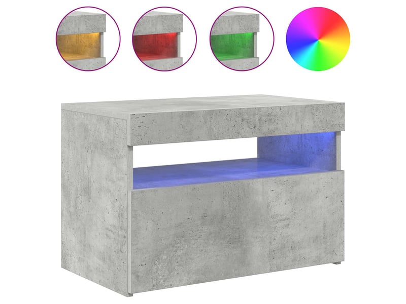  Meuble tv - banc tv - meuble de rangement avec lumières led gris béton 60x35x40 cm  - Conforama D