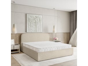 Lit coffre 200x200 cm <strong>MASSENO</strong> <strong></strong> coloris beige
