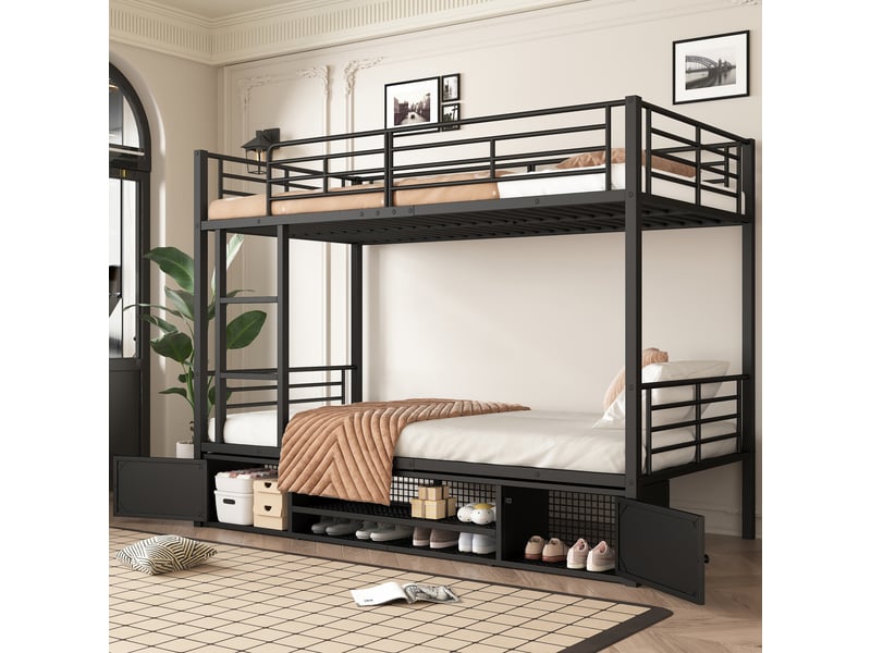  Lit superposé 90x200cm coloris noir lit enfant noir - Conforama D