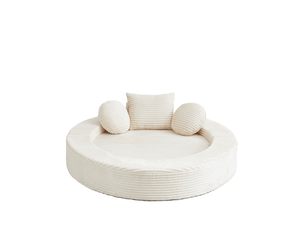 Canapé convertible 4 en 1 en mousse, transformable en canapé semi-circulaire et lit de jour rond, velours côtelé beige