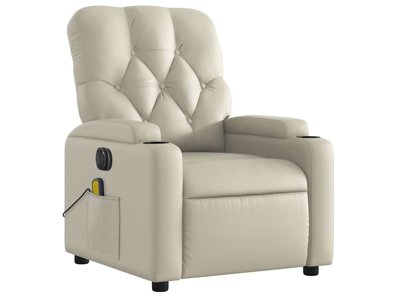  Fauteuil de massage inclinable électrique crème similicuir shl1976  - Conforama D