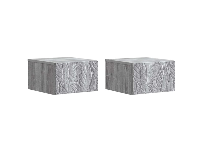 Table de chevet - table d'appoint murale 2 pc sonoma gris 34,5 x 33 x 20 cm - Conforama A