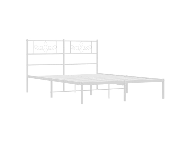 Lit double- lit adulte - cadre de lit métal sans matelas et tête de lit blanc 135x190 cm - Conforama B