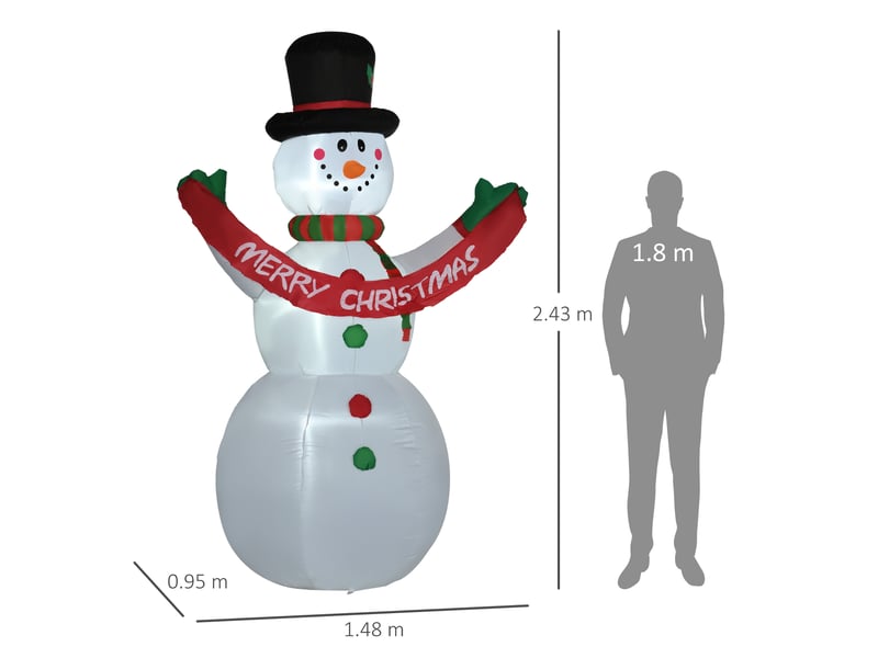  Bonhomme de neige gonflable géant, 243 cm de haut, avec lumières led, décoration extérieure ou de jardin  - Conforama E