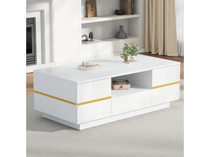 Table basse rectangulaire coloris blanc <strong></strong> <strong>Fay Lum</strong> - 50 cmx100 cm