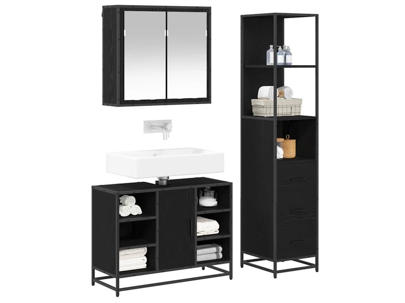  Ensemble de mobilier de salle de bain 3 pc chêne noir cf64350  - Conforama C