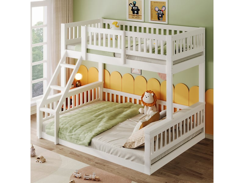  Lit superposé 140x200(90x200) cm coloris blanc pin lit enfant blanc - Conforama E