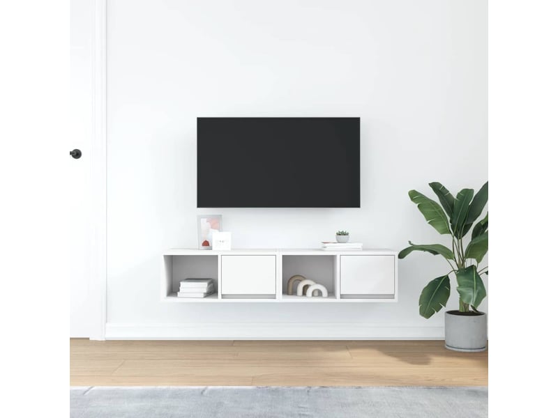  Meubles tv - banc tv - meuble de rangement 2 pcs blanc 60x31x25,5 cm bois d'ingénierie  - Conforama C