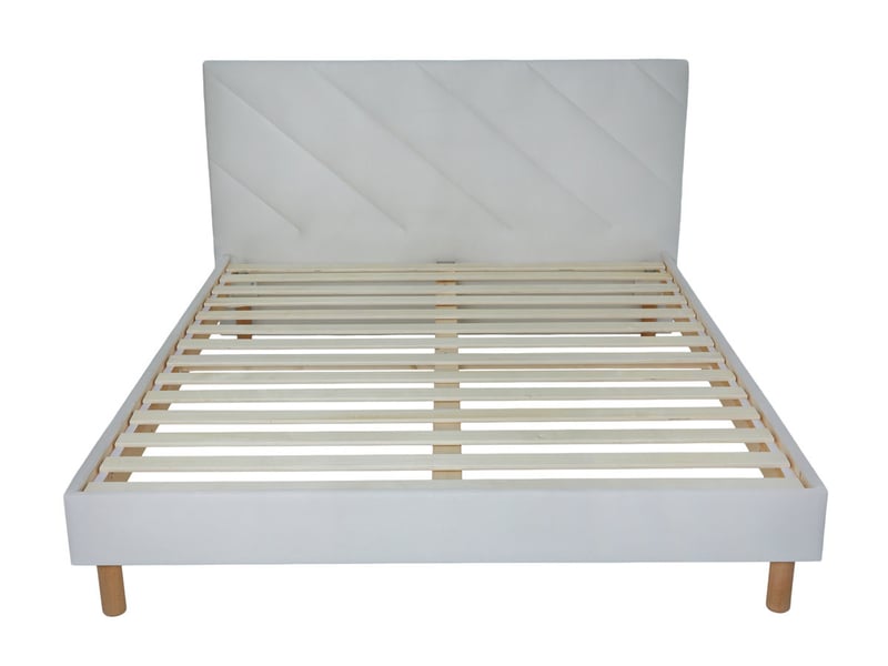  Bobochic lit helena tissu velours lisse avec lattes massives beige 160x200 HELENA - Conforama D