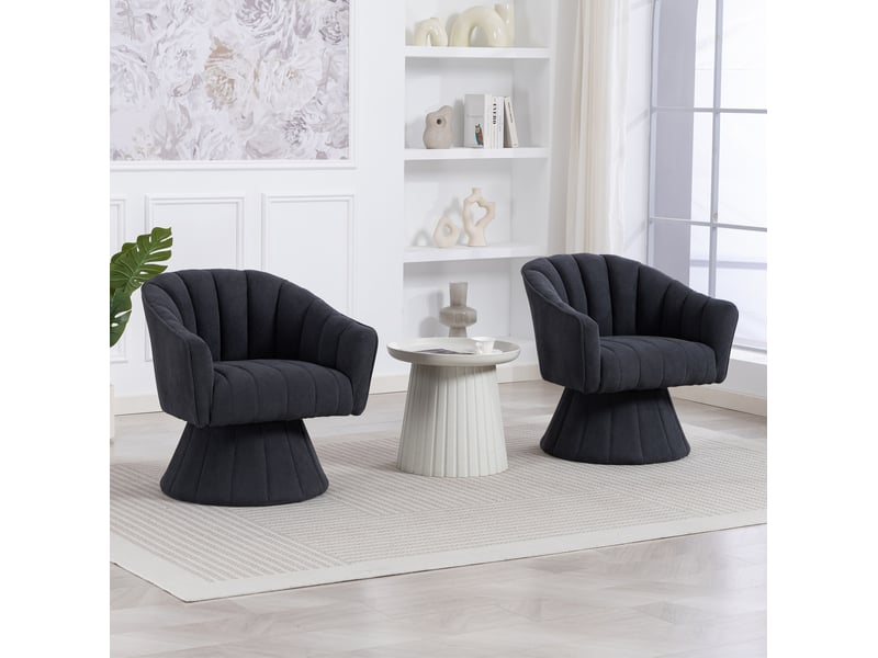 Fauteuil pivotant 360° edler avec assise et dossier ergonomiques, accoudoirs enveloppants et design moderne, gris foncé - Conforama C