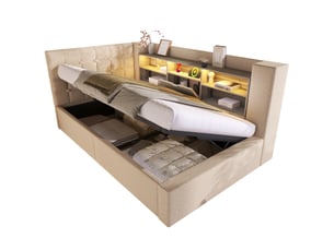 Lit coffre 90x200 cm <strong>OKWISH</strong>  <strong></strong> coloris beige
