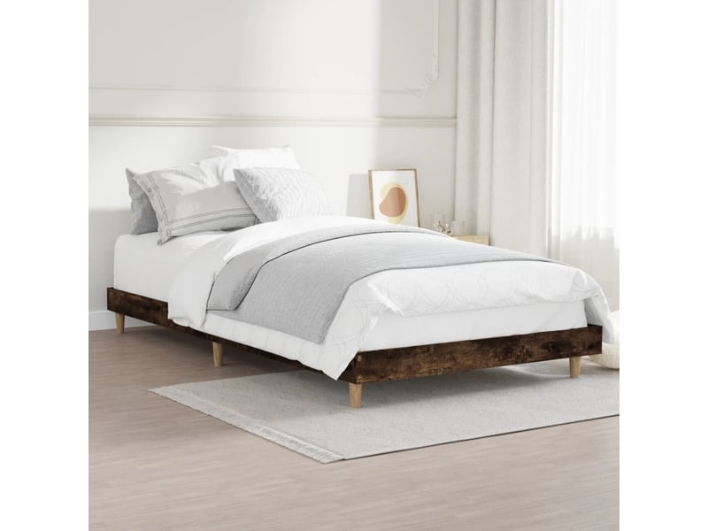  Lit simple- lit adulte -  cadre de lit sans matelas chêne fumé 90x190cm bois d'ingénierie  - Conforama C