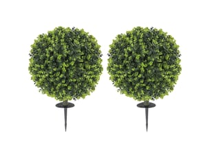 Mur vegetal artificiel boule de buis avec piquet résistant aux uv pour intérieur et extérieur en plastique vert ø40 × 56 cm