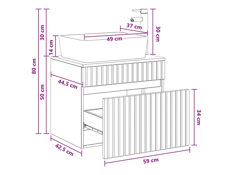  Ensemble de mobilier de salle de bain bois ancien cf64602  - Conforama E