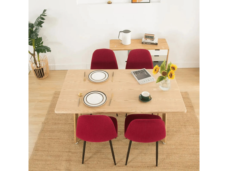  Lot de 4 housses de chaises de salle à manger en jacquard extensible spandex rouge bordeaux, blanches XLH-ZLS-009466MF - Conforama D