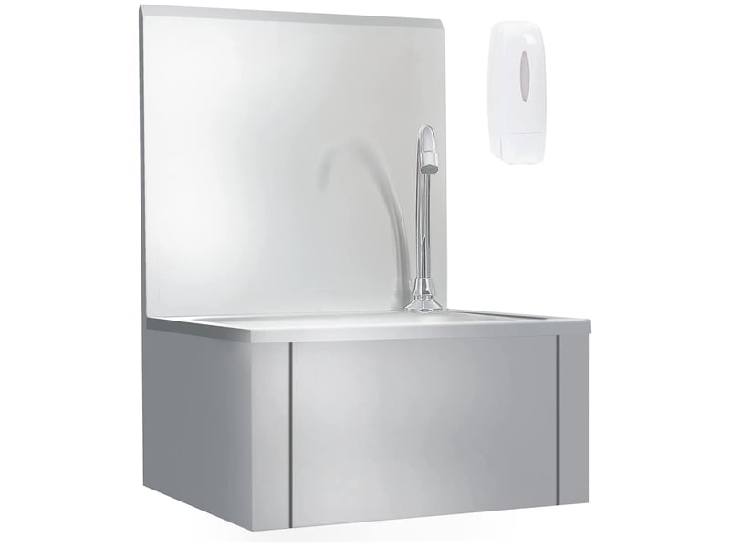 Lavabo de lavage avec robinet et distributeur de savon inox cf65661 - Conforama B