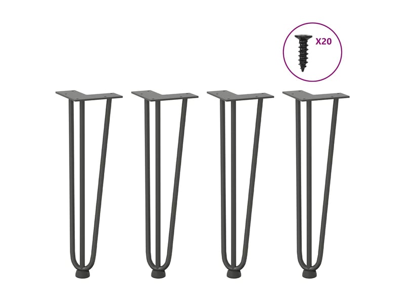  Lot de 4 pieds en épingle à cheveux design moderne pour table basse 42 x 12 x 12 cm en acier massif anthracite 02_0056741  - Conforama B