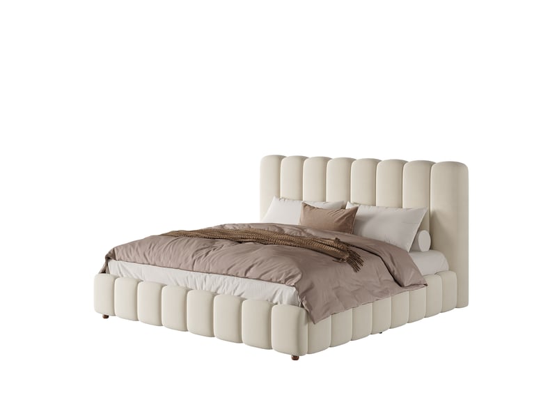 Lit coffre double 180cm*200cm en velours avec sommier et rangement hydraulique beige chicfurn - Conforama A