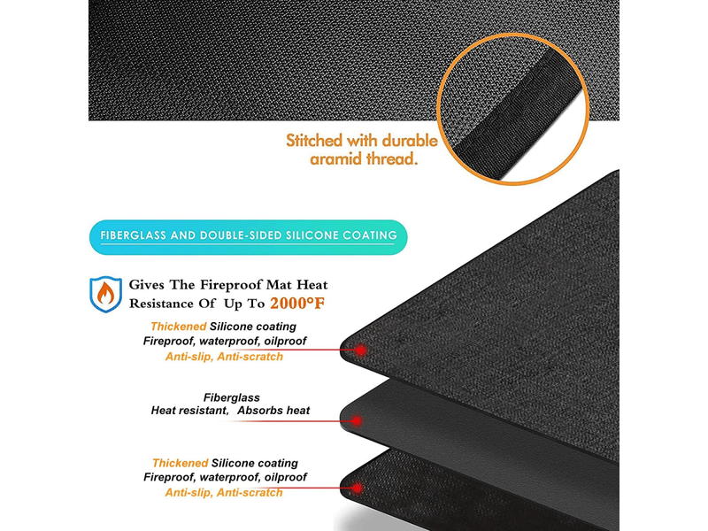  Tapis de barbecue ignifuge double face pour brasero d'intérieur - 91,4 x 121,9 cm  - Conforama B