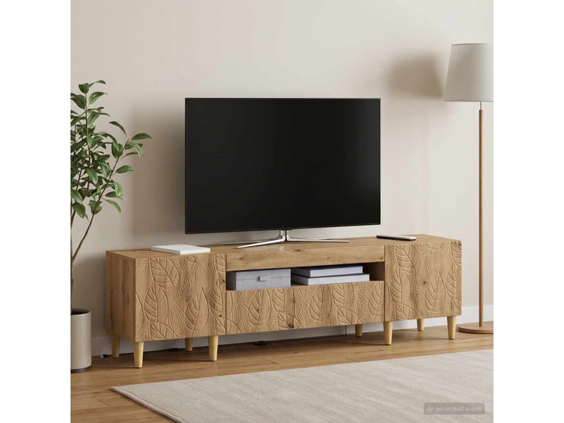  Meuble tv - banc tv - meuble de rangement led chêne artisanal bois d'ingénierie  - Conforama D